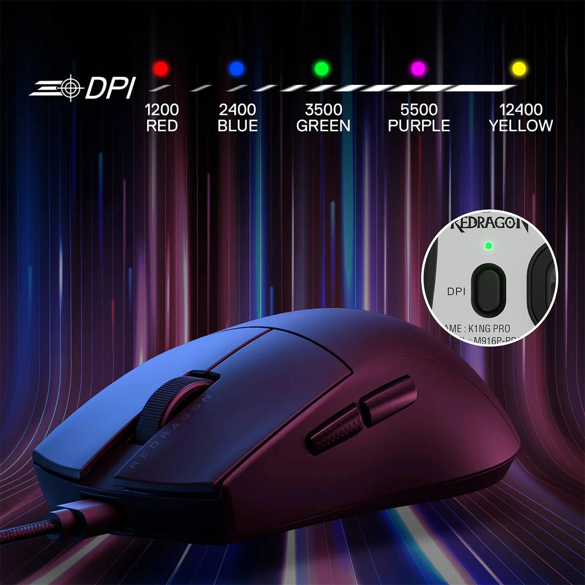 Redragon K1NG M724 1K Hz Wired Gaming Mouse