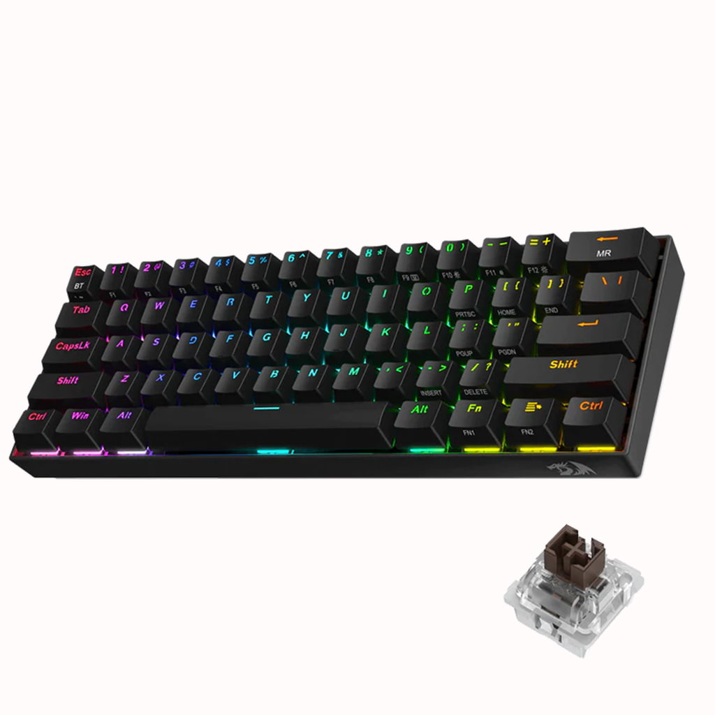Front view of the black Redragon K530 Draconic Pro mechanical keyboard with RGB lighting.