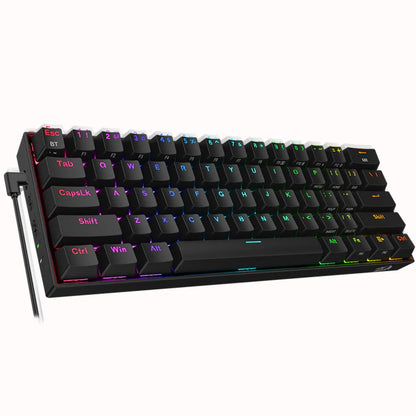 Left side view of the black Redragon K530 Draconic Pro keyboard, showing the USB-C port and RGB lighting.