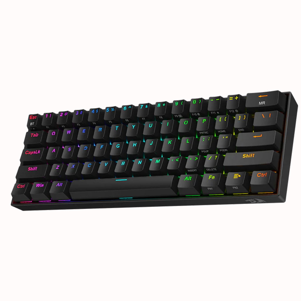 Right side view of the black Redragon K530 Draconic Pro mechanical keyboard with RGB lighting.