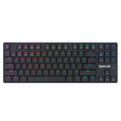 Front view of Redragon K539 Anubis Black RGB Mechanical Gaming Keyboard with full key 60% layout and colorful backlighting