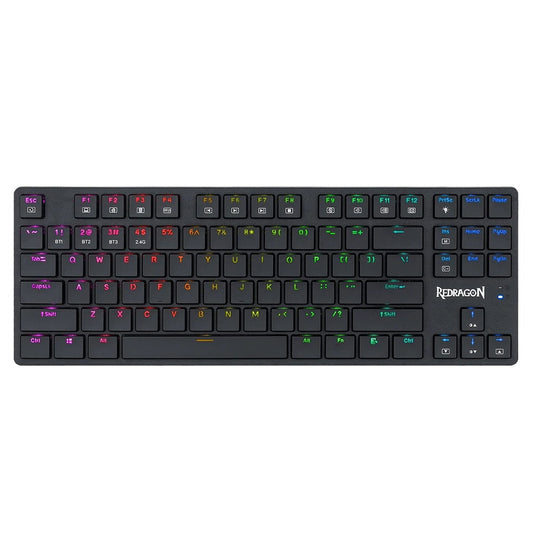 Front view of Redragon K539 Anubis Black RGB Mechanical Gaming Keyboard with full key 60% layout and colorful backlighting