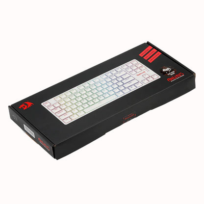 Packaging box for Redragon K539 Anubis White RGB Mechanical Keyboard, showing keyboard image and 'Anubis' logo with brown switch