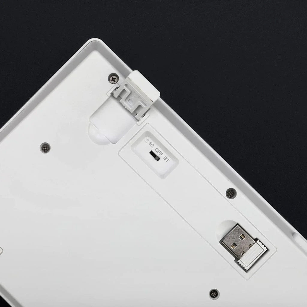 Back view of the Redragon K539 Anubis White RGB Mechanical Keyboard showing USB port and switch