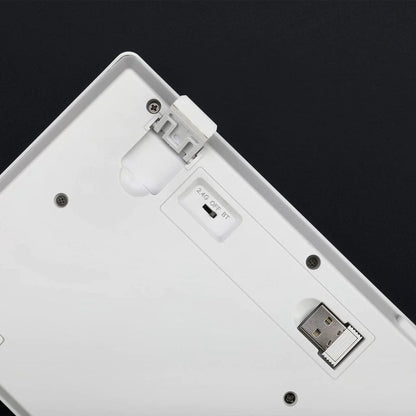 Back view of the Redragon K539 Anubis White RGB Mechanical Keyboard showing USB port and switch