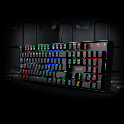 Redragon K551 MITRA RGB wired mechanical keyboard, display the entire 104-key layout, including the numpad with colorful RGB effects