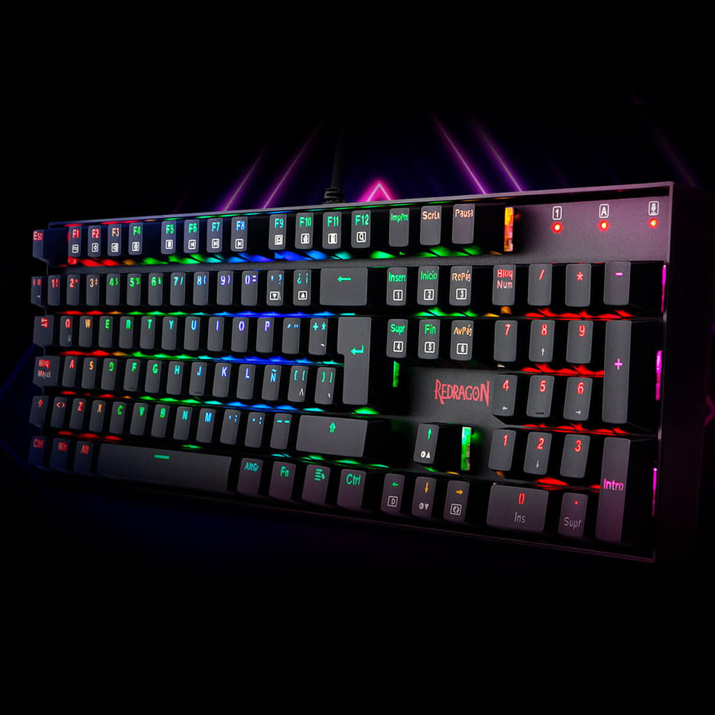 Black Redragon K551 RGB-BA mechanical gaming keyboard with vibrant backlighting, included in the combo set