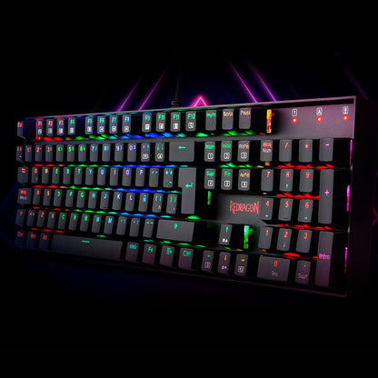 Black Redragon K551 RGB-BA mechanical gaming keyboard with vibrant backlighting, included in the combo set