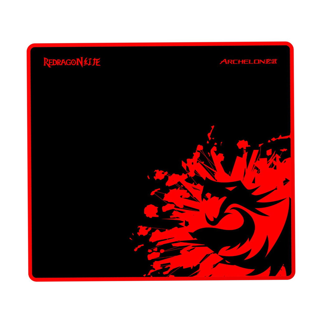 Front view of the Redragon K552-BA-2 Combo gaming mousepad in black with red Redragon logo and graphic.
