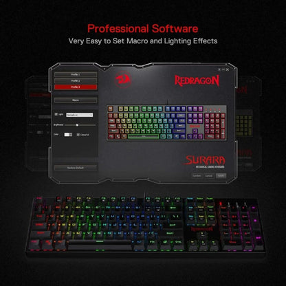 Redragon K582 SURARA RGB 104 Keys Wired RED LED Backlit Mechanical Gaming Keyboard (Black)