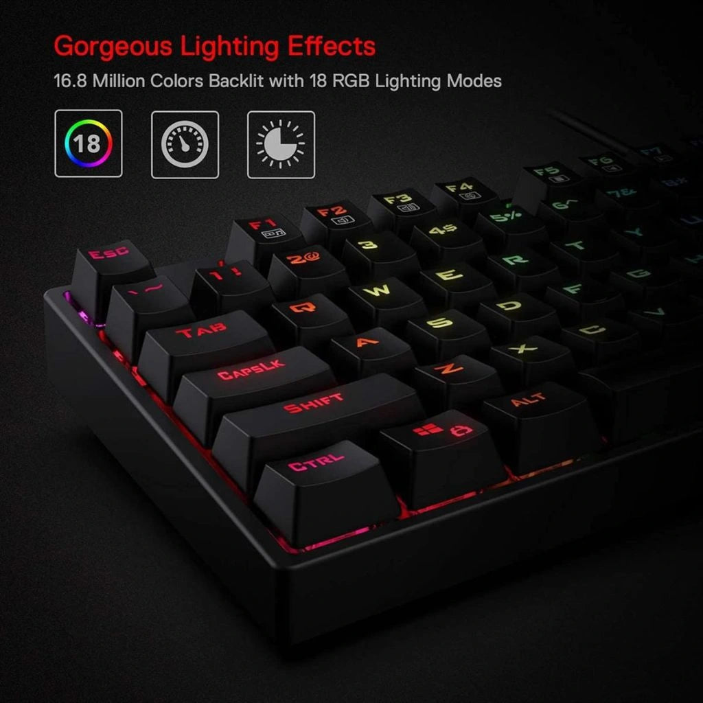 Redragon K582 SURARA RGB 104 Keys Wired RED LED Backlit Mechanical Gaming Keyboard (Black)
