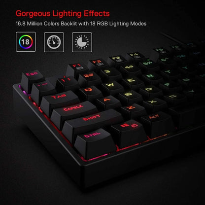 Redragon K582 SURARA RGB 104 Keys Wired RED LED Backlit Mechanical Gaming Keyboard (Black)