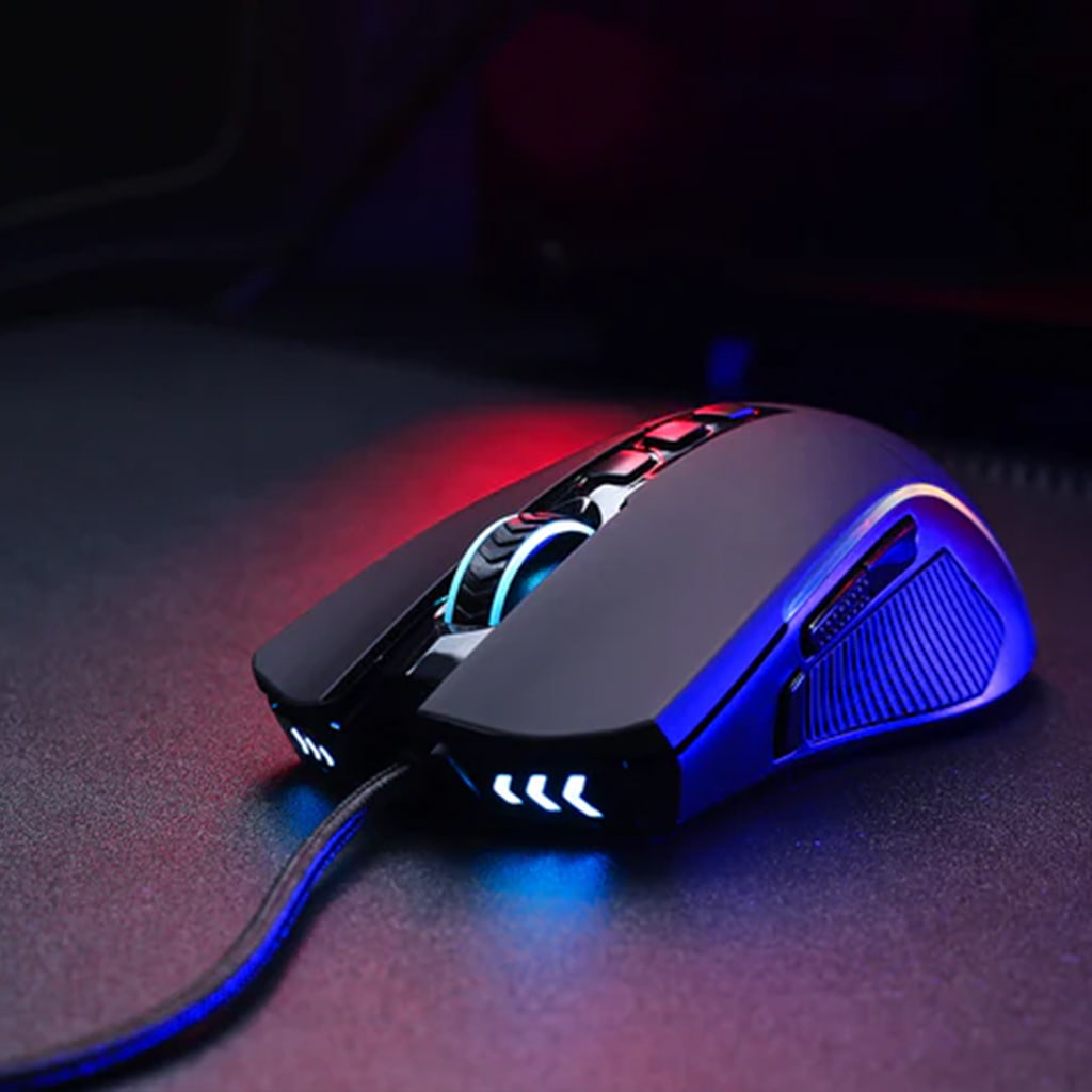 Front view of Redragon K585-BA M721-Pro gaming mouse with RGB customization lighting