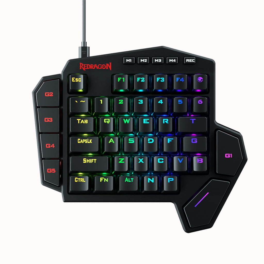 Redragon K585 DITI RGB One-Handed Mechanical Gaming Keyboard with customizable keys & programmable macro keys