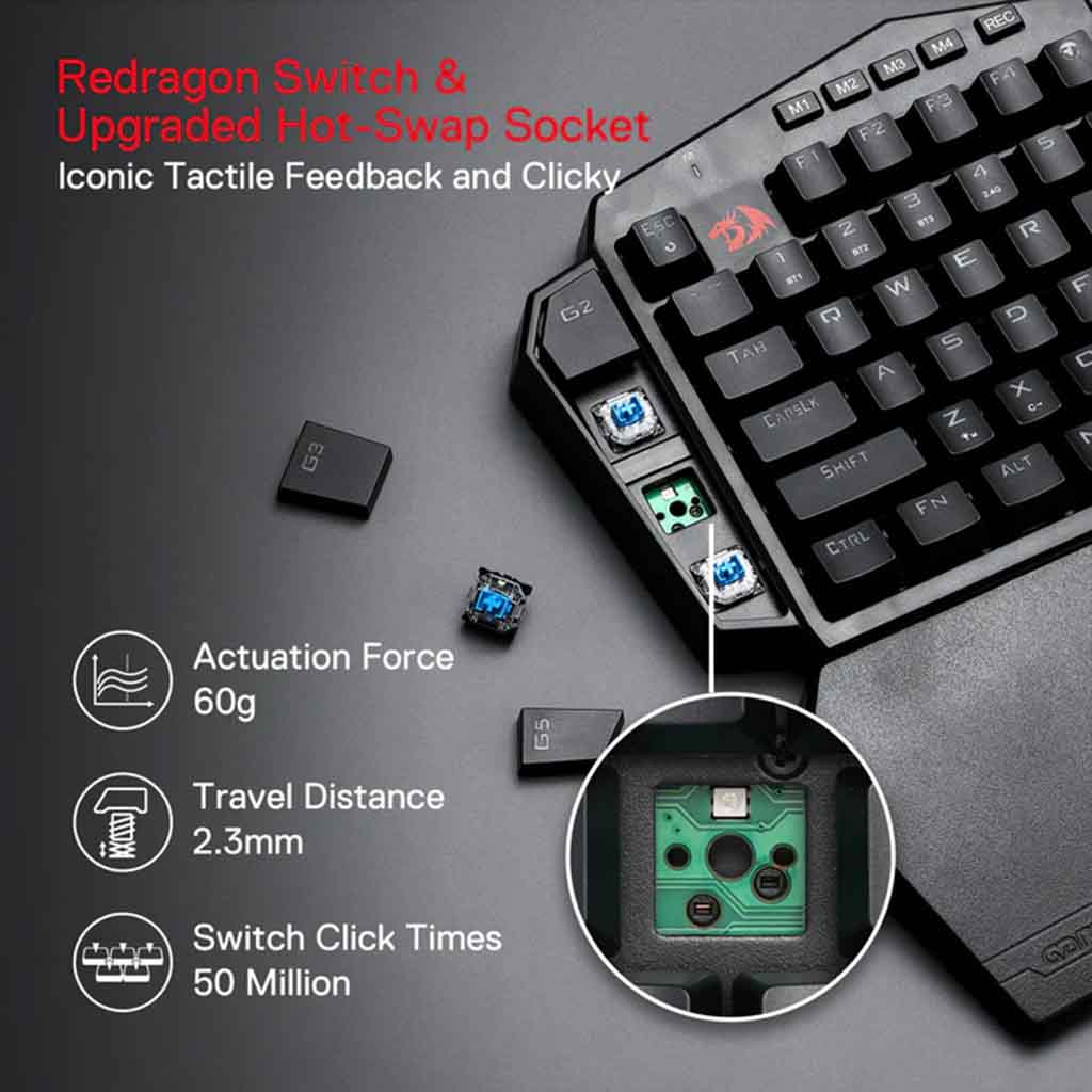 Redragon K585 Elite Dual Mode Wireless Keypad With Blue Switches Redragon