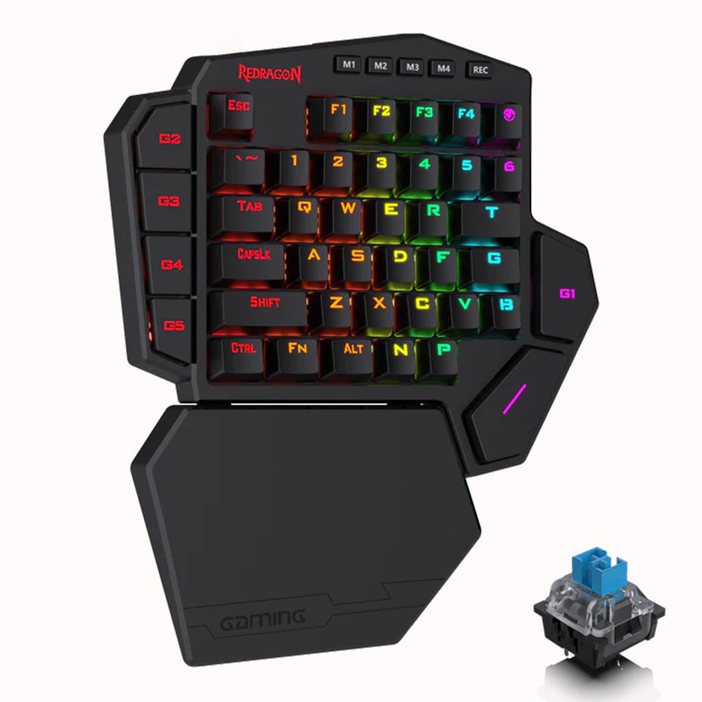 Redragon K585 Diti Elite RGB Mechanical Gaming Keyboard for PC gamers, featuring programmable keys and detachable wrist rest