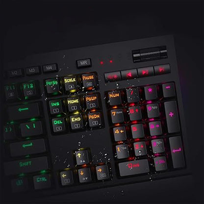 Redragon K586 Brahma features: 10 dedicated macro keys, 100% anti-ghosting for all 104 keys, built-in memory for profile storage