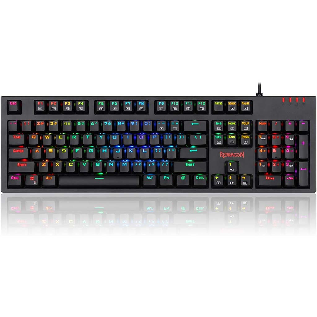 Mechanical keyboard with RGB lighting on a white background