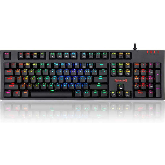Mechanical keyboard with RGB lighting on a white background