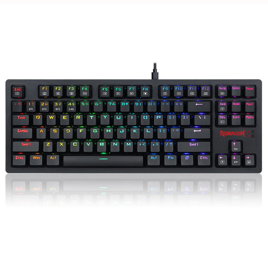 Front view of Redragon K598 Gaming Keyboard featuring customizable RGB backlighting