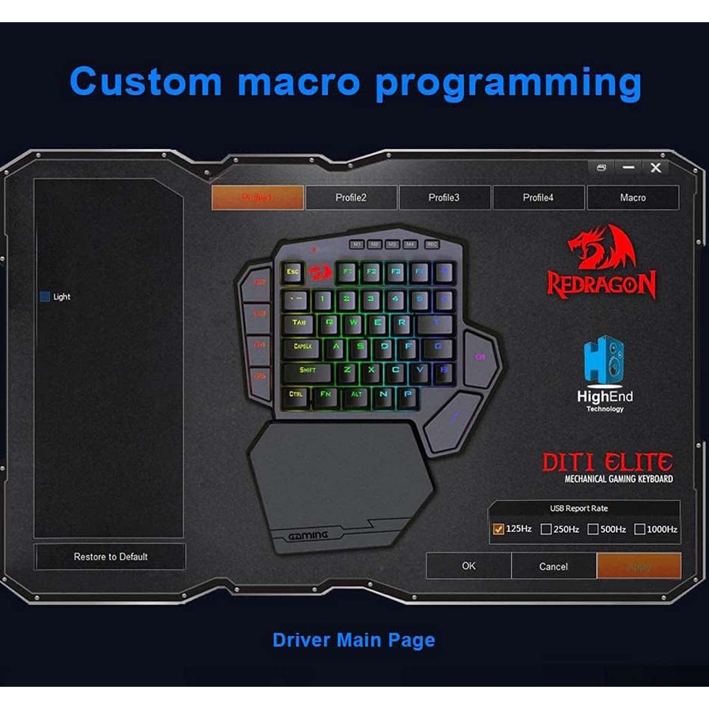 Redragon K601 DITI X RGB One-handed Mechanical Keyboard Redragon