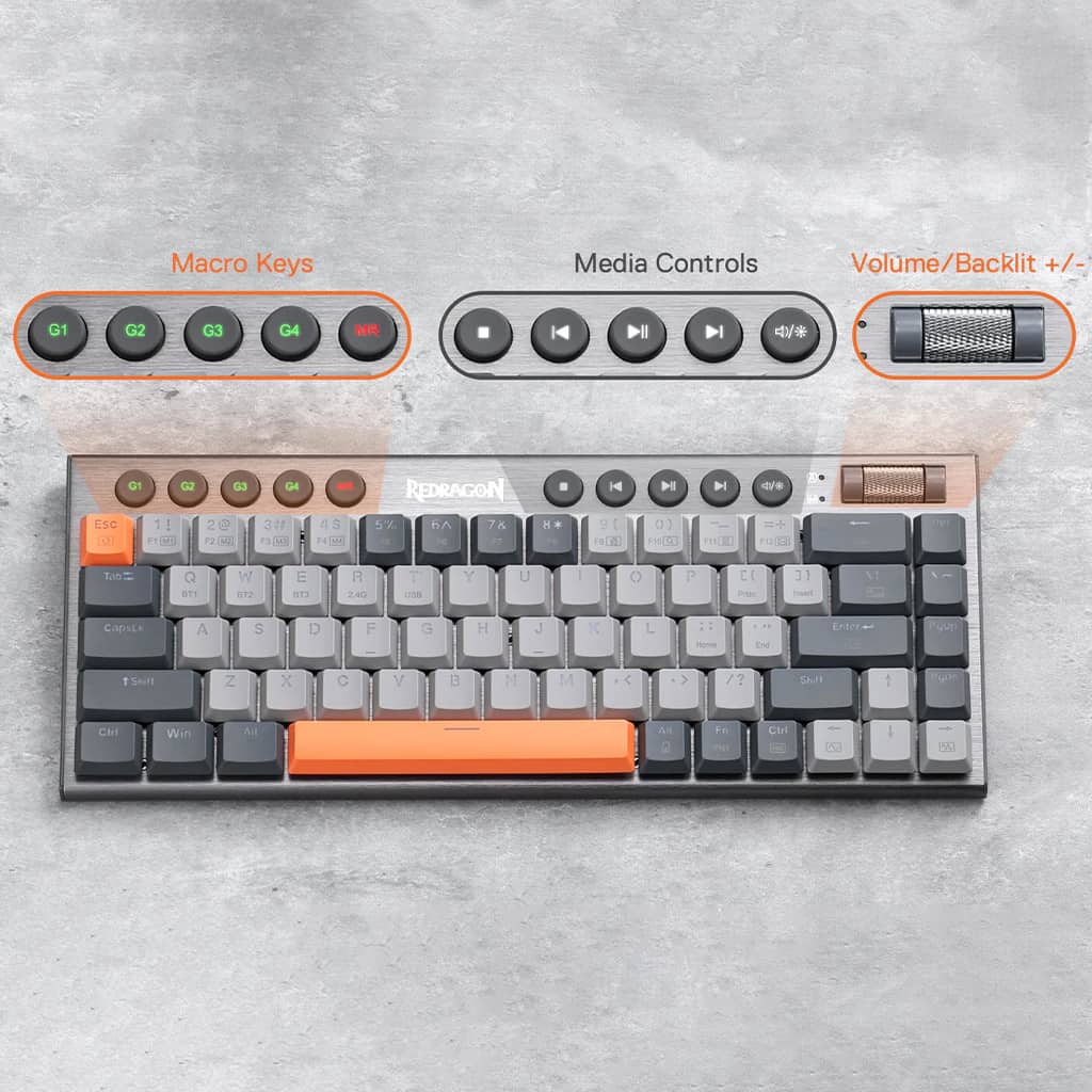 Redragon K609 Horus PRO RGB Mechanical Keyboard with Macro Keys and Media Controls with volume control