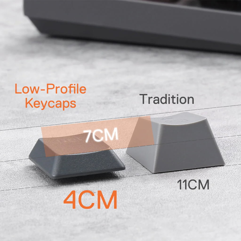  Redragon K609 Horus PRO RGB Mechanical Keyboard Size comparison between low-profile and traditional keycaps