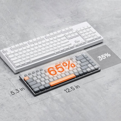Redragon K609 Horus SE RGB Mechanical Keyboard showcasing size difference as compared to regular keyboard 