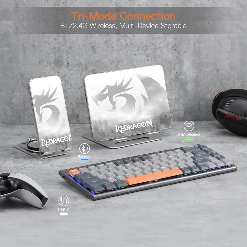 Redragon K609 Horus SE RGB Mechanical Keyboard with Tri-Mode Connection (Bluetooth, type C wire and 2.4G Wireless)