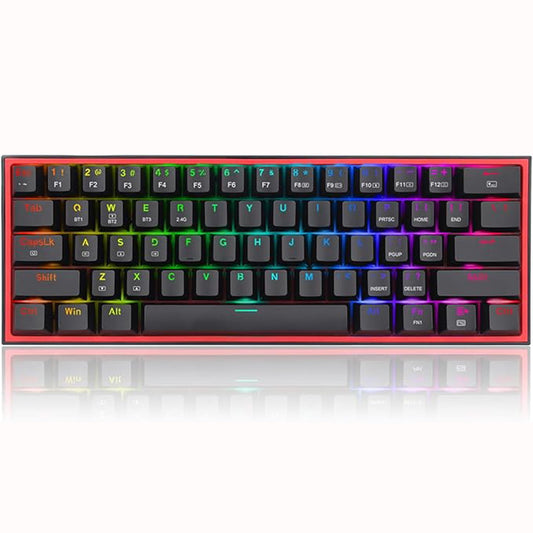 Redragon K616 RGB Fizz Pro gaming keyboard shown from the front, featuring a vibrant rainbow RGB lighting effect across the keys