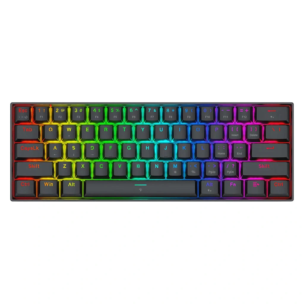 RGB keyboard with colorful backlighting on a white background