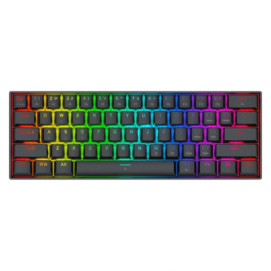 RGB keyboard with colorful backlighting on a white background