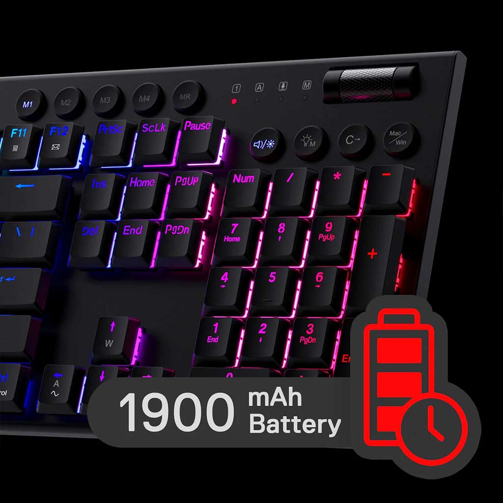 Redragon K618 Horus 3-modes Wireless RGB Ultra-Thin Keyboard Redragon