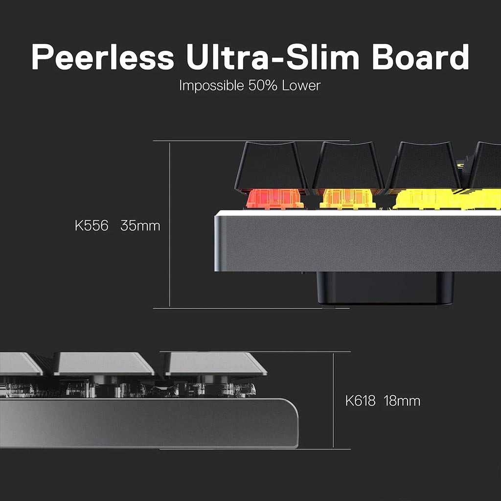 Redragon K618 Horus 3-modes Wireless RGB Ultra-Thin Keyboard Redragon
