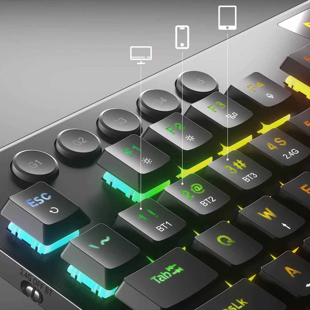 Redragon K618 Horus 3-modes Wireless RGB Ultra-Thin Keyboard Redragon