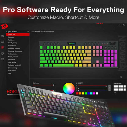 Redragon K618 Horus 3-modes Wireless RGB Ultra-Thin Keyboard Redragon
