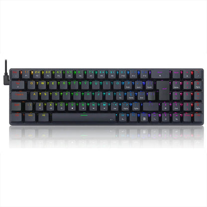 Mechanical keyboard with RGB lighting on a white background