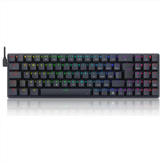 Mechanical keyboard with RGB lighting on a white background