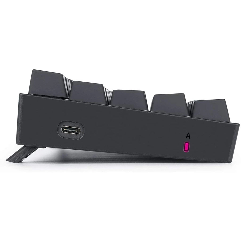 Back view of the Redragon K630 Dragonborn 60% RGB Gaming Keyboard in Black, highlighting its adjustable feet and overall design