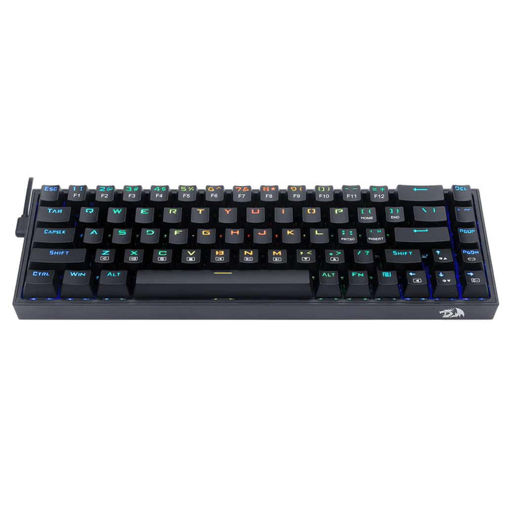 Top view of Redragon K631 Castor RGB Gaming Keyboard showcasing key layout with customizable backlighting