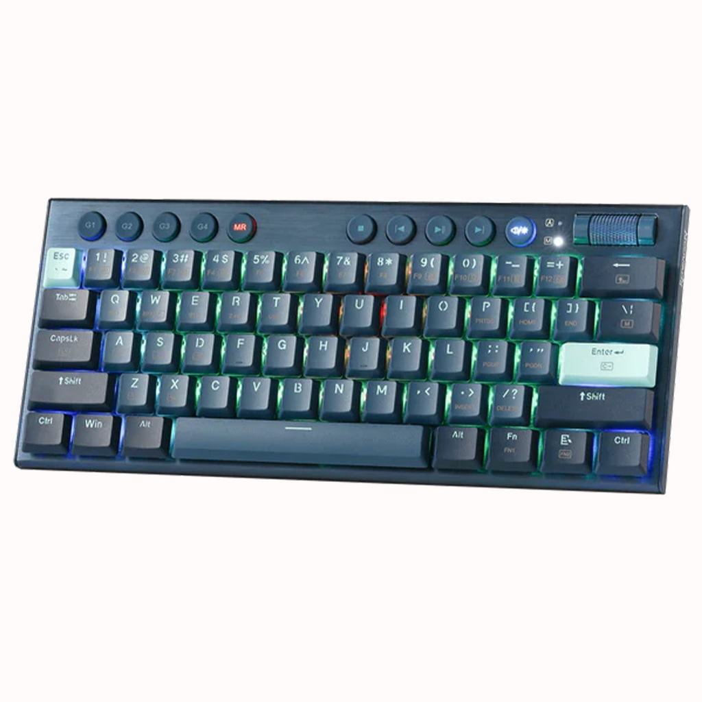 Redragon K632 PRO HORUS Wireless RGB Mechanical Keyboard with customizable backlighting, compact design & dedicated media keys