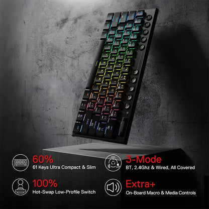 Redragon K632 Horus Pro 60% RGB 3-Mode Wireless Keyboard Redragon