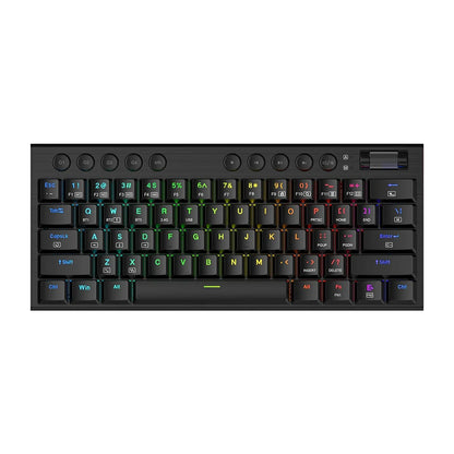 Mechanical keyboard with RGB backlighting on a white background