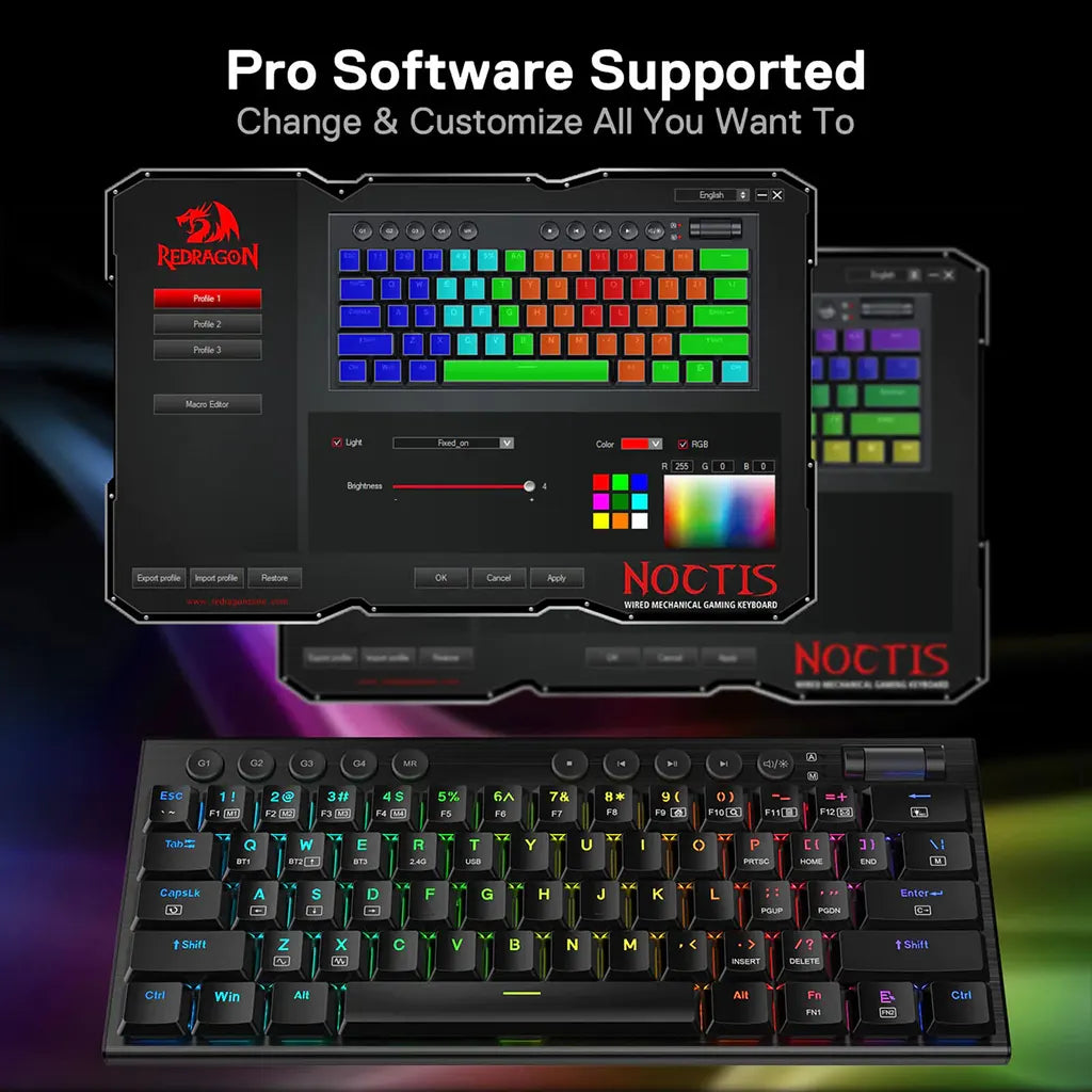 Redragon K632 Horus Pro 60% RGB 3-Mode Wireless Keyboard Redragon