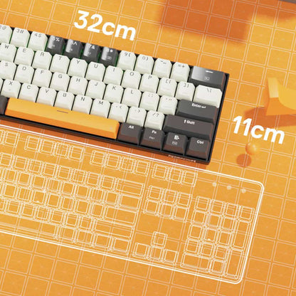 Top view of Redragon K644 3-Mode Wireless RGB Keyboard with dimensions 32cm by 11cm displayed