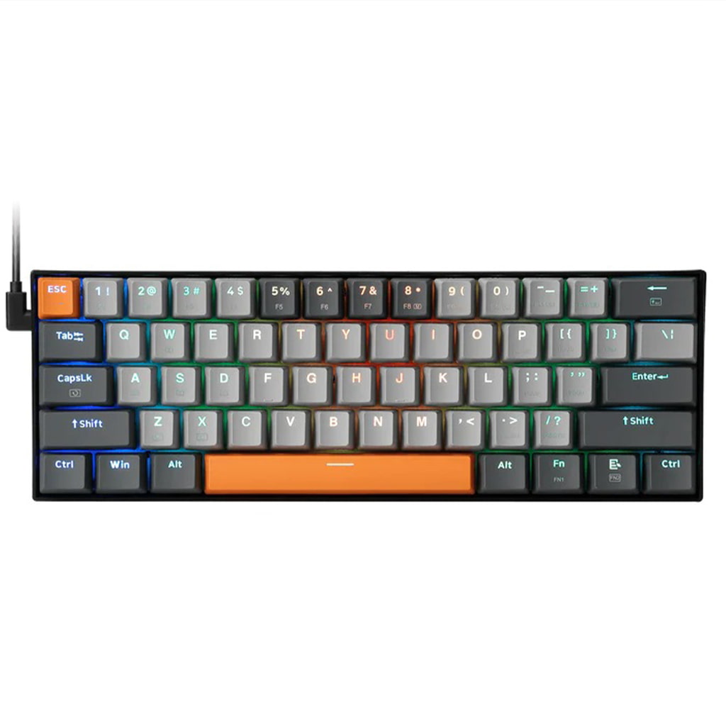Redragon K644 CARAXES wireless mechanical keyboard with vibrant multi-color RGB illumination,61-key layout and a sleek design