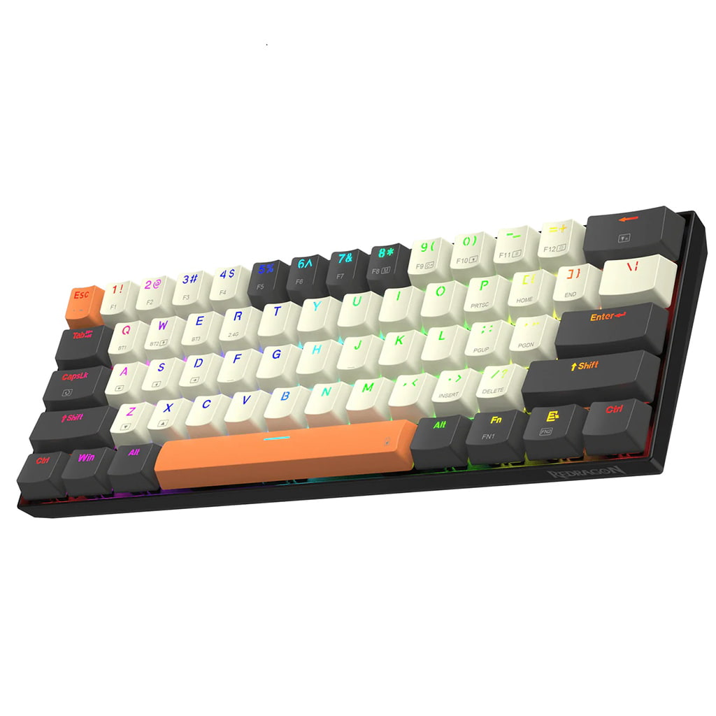 Close-up view of the Redragon K644 SE Wireless RGB Keyboard with customizable lighting effects
