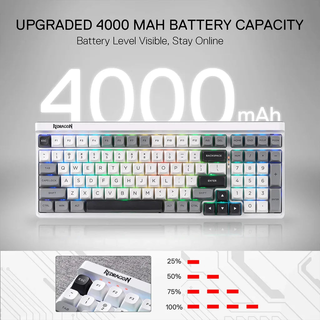Redragon K656 Garen PRO WBRGB 100 Keys 3-Modes Wireless Keyboard Redragon
