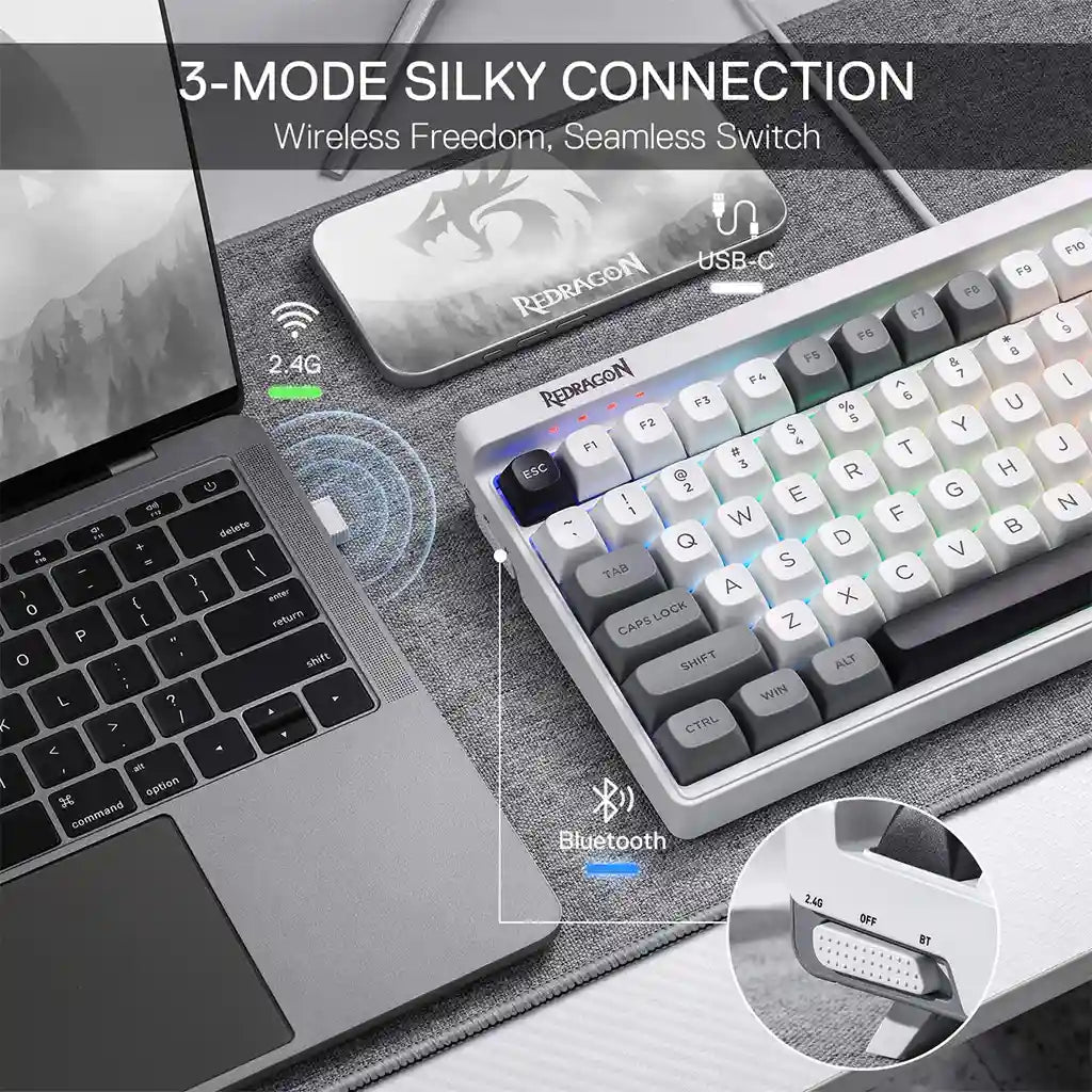 Redragon K656 Garen PRO WBRGB 100 Keys 3-Modes Wireless Keyboard Redragon