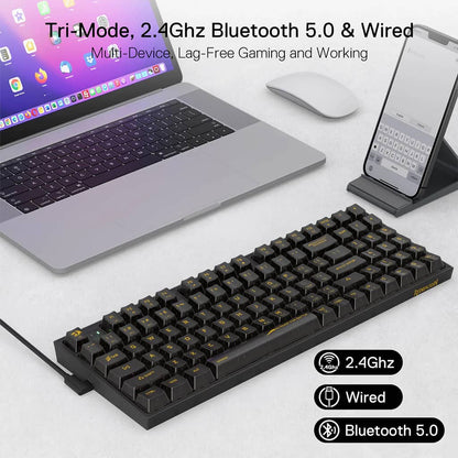 Redragon K658 PRO Irelia Black RGB gaming keyboard with tri-mode (Wireless 2.4 Ghz, Bluetooth 5.0 & wired) connectivity